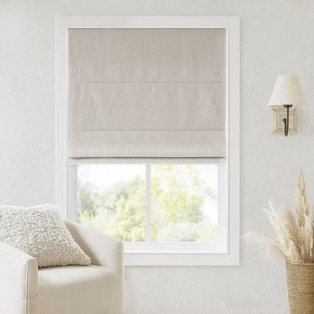31x64 Madison Park Quincy Cordless 100% Blackout Roman Shade Linen